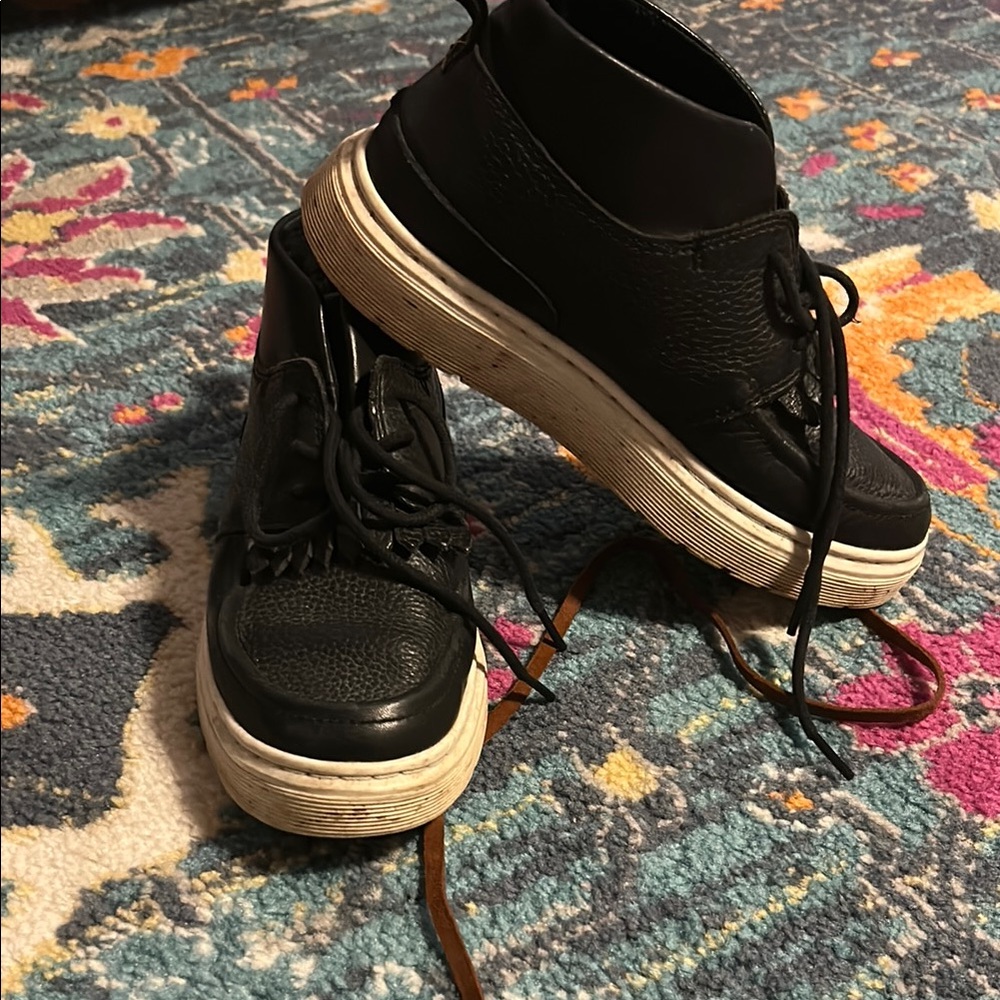Black High-Top Sneakers with White Soles
